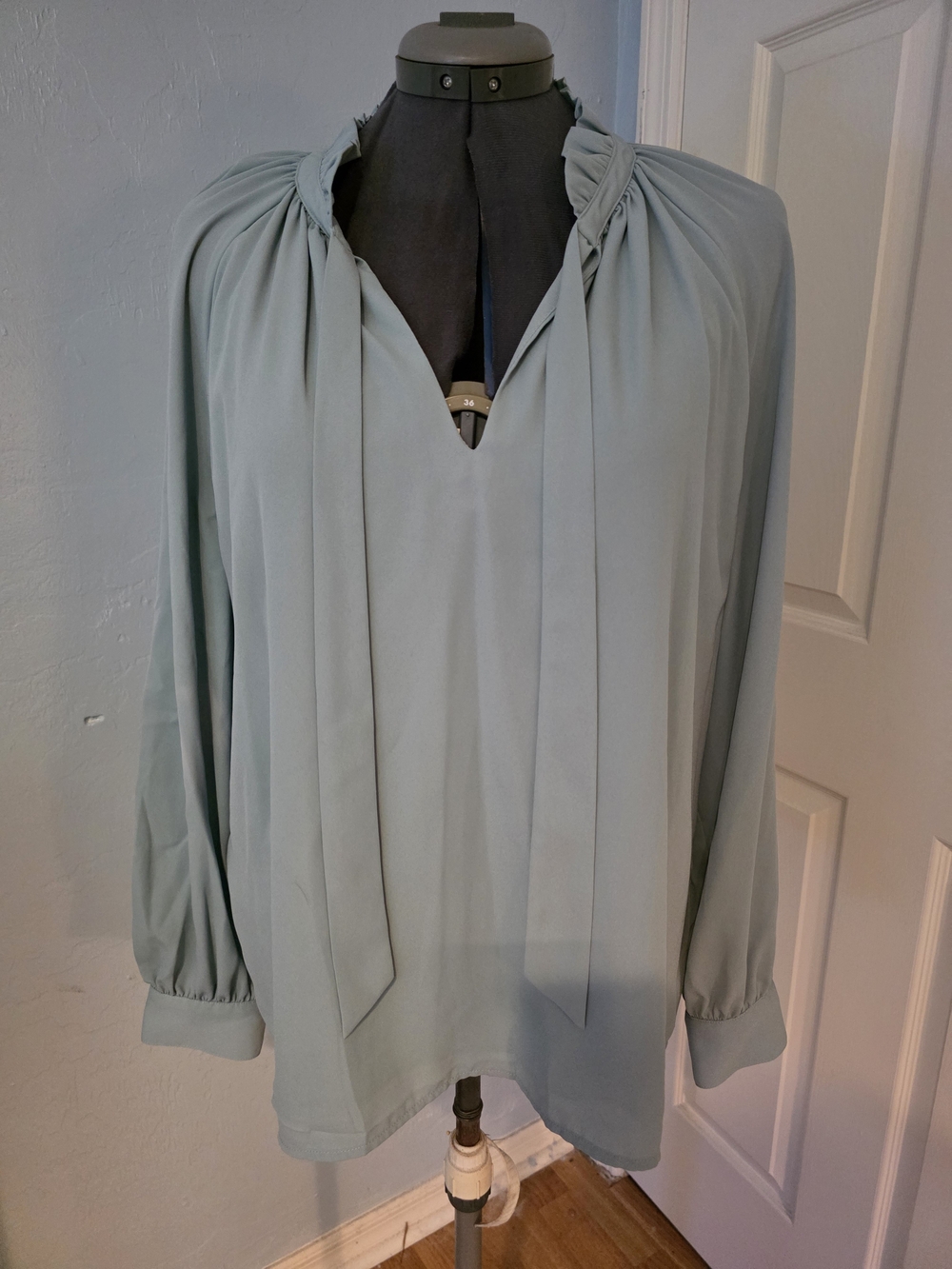 The Limited Light Blue Tie-Neck Blouse